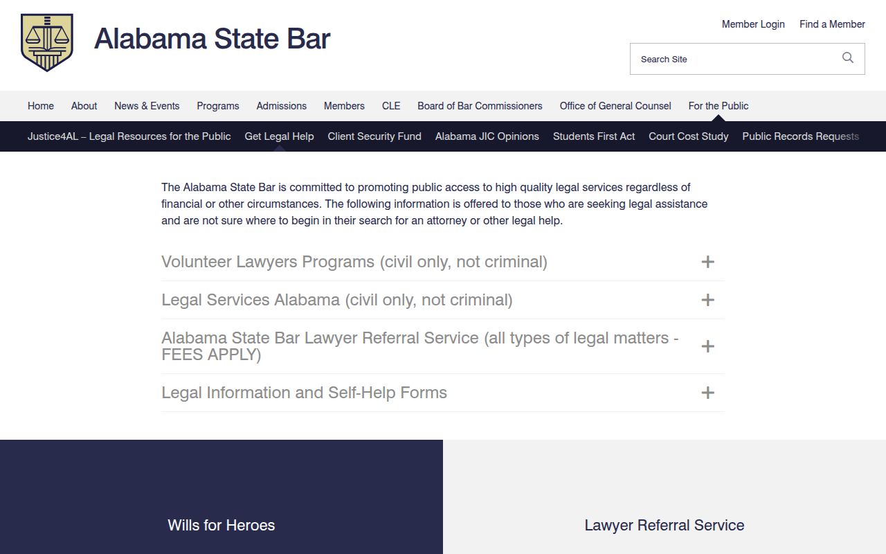 Alabama State Bar legal help and lawyer referral resources